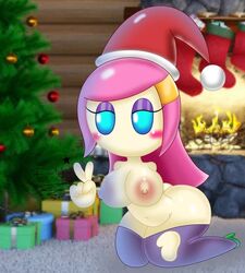 anthro christmas kirby_(series) kirby_planet_robobot kirby_star_allies mouthless mouthless_female nintendo santa_hat superstarplasma susanna_patrya_haltmann susie_(kirby) tagme