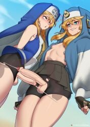 2boys anal androgyne_symbol androgynous balls bike_shorts blonde_hair blue_eyes bridget bulge clothed clothing cum ejaculation erection erection_under_clothes femboy frottage fully_clothed guilty_gear guilty_gear_strive guilty_gear_xx hands-free handsfree_ejaculation human light_skin male male_only male_penetrated mars_symbol orgasm partially_retracted_foreskin penis rolling_eyes selfcest shorts solo standing stomach_bulge uncut zipsha