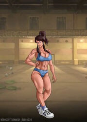 1boy avatar_the_last_airbender elee0228 korra large_breasts neroscottkennedy straight_hair swimsuit the_legend_of_korra