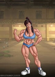 avatar_the_last_airbender elee0228 korra large_breasts muscular muscular_female neroscottkennedy straight_hair swimsuit the_legend_of_korra