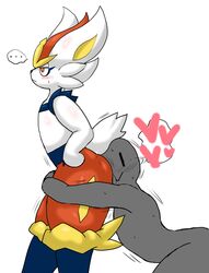 ... ambiguous_gender anthro anus ass ass_grab big_ass big_butt blush cinderace claws cute cute_fang drooling duo enigi09 fluffy fluffy_tail fur furry happy heart human mammal naked nintendo nipples open_mouth pawpads paws pokémon_(species) pokemon pokemon_(species) pokephilia red_eyes solo solo_focus sweat tail tongue tongue_out video_games white_body white_fur