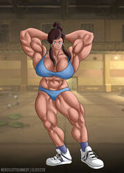 avatar_the_last_airbender elee0228 extreme_muscles korra large_breasts muscular muscular_female neroscottkennedy straight_hair swimsuit the_legend_of_korra