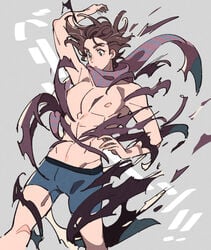 1boy abs battle_tendency boxer_briefs boxers bursting_clothes exploding_clothes jojo's_bizarre_adventure joseph_joestar male male_only muscular muscular_male partially_clothed pecs ripped_clothing scarf solo_male surprised toned toned_male torn_clothes