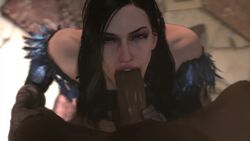 3d :>= angry_dragon animated cd_projekt_red dark-skinned_male dark_skin erection fellatio female interracial large_penis looking_at_viewer male oral penis pov sound spoks straight the_witcher the_witcher_(series) the_witcher_3:_wild_hunt video yennefer