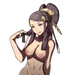 1girls big_breasts completely_nude edit female_pubic_hair fire_emblem fire_emblem_fates hair_ornament lips nintendo nipples nude nude_edit nude_female nude_filter orochi_(fire_emblem) playing_with_hair playing_with_own_hair pubic_hair purple_eyes purple_hair samuraijam34 solo solo_female