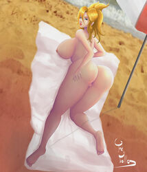 ass big_breasts blonde_hair blue_eyes mercy nude_female overwatch pussy solo_female tagme theecllg