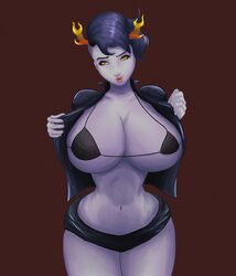 2020 big_breasts elwurd grey_skin hiveswap horns side_shave theecllg troll yellow_eyes