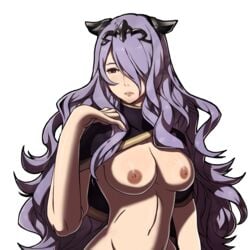 1girls big_breasts camilla_(fire_emblem) edit fire_emblem fire_emblem_fates horns long_hair nintendo nipples nude nude_edit nude_female nude_filter one_eye_covered purple_hair samuraijam34 solo solo_female very_long_hair wavy_hair