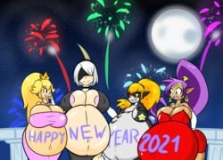 2020 4girls areola_slip areolae body_writing breasts celebration cleavage clothing crossover female female_only huge_ass huge_belly huge_breasts imp_midna inflation long_hair long_ponytail mario_(series) midna moon mr.casino multiple_girls new_year nier:_automata night nintendo outdoors partially_clothed ponytail princess_peach safe_vore safekeeping shantae shantae:_half-genie_hero shantae_(character) short_hair sky standing stomach_bulge the_legend_of_zelda tied_hair twilight_princess vore yorha_2b