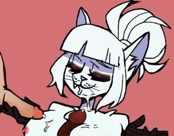 blowjob blush breasts cat_girl catgirl cum dark-skinned_male dark_skin female furry male outercourse paizuri