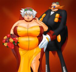 age_progression bride chris_thorndyke dr._eggman dr_robotnik evil_grin gloves goggles grey_hair holding_belly obese obese_female orange_mustache overweight_female robotnik rule_63 saturnxart sega shocked_expression sonic_(series) sonic_the_hedgehog_(series) what