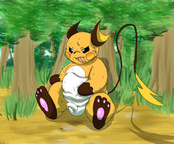 anthro balls belly blush bodily_fluids cum field foreskin fur genital_fluids genitals grass hindpaw male mammal moobs nintendo nipples overweight overweight_anthro overweight_male pawpads paws penis plant pokémon_(species) pokemon pokemon_(species) precum raichu rodemaru slightly_chubby solo sweat tongue tongue_out tree uncut video_games wet white_belly yellow_body yellow_fur