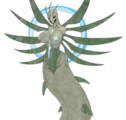 anthro armless big_breasts breasts female fours_(artist) genitals glowing glowing_nipples hi_res humanoid infested_(warframe) monster_girl_(genre) nipples pussy serpentine skull_head solo video_games vome_(warframe) warframe wyrm_(warframe)