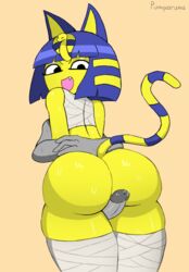 1boy 1girls 2020 animal_crossing ankha anthro ass big_ass big_butt cat_ears cat_humanoid catgirl furry huge_ass nintendo penis precum pumparums short_hair sweat thick_ass thick_thighs thigh_job thigh_sex thighhighs thighs yellow_fur yellow_skin