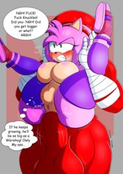 amy_rose amy_rose_(boom) anal anthro anus asmartboy balls drooling echidna female furry hair hedgehog huge_cock knuckles_the_echidna male penis pink_body pink_hair pussy red_balls red_body red_hair red_penis saliva sex sonic_(series) sonic_boom stomach_bulge straight tan_body