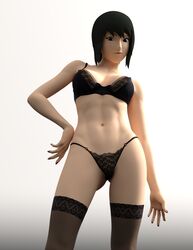 1girls 3d abs areolae bangs bare_shoulders black_eyes black_hair bra breasts clavicle cleavage clis female female_only hand_on_hip legwear lingerie long_fingernails long_hair looking_at_viewer nail_polish naruto naruto_(series) naruto_shippuden nipples panties posing see-through see-through_bra shizune simple_background stockings underwear visible_nipples white_background