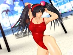 1girls 3d black_hair breasts cleavage female fighting_vipers honey_(fighting_vipers) one-piece_swimsuit sega swimsuit twintails