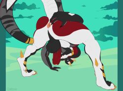 abstract_background anthro anus ass cobra digitigrade foreskin gariyuu_(artist) genitals hi_res humanoid_genitalia humanoid_penis male penis presenting presenting_hindquarters raised_tail reptile scalie snake snake_hood solo spread_butt spreading tail