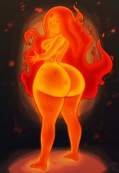 1girls adventure_time ass big_ass bottom_heavy breasts bubble_butt fat_ass female female_only fire_elemental fire_hair flame_princess huge_ass large_ass looking_at_viewer looking_back n-kosi n-kosi_(coloring) nude nude_female red_head solo thick_ass thick_thighs wide_hips