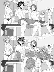 5boys big_penis big_testicles bulge_through_clothing bulging_biceps cock_shock denki_kaminari eijirou_kirishima embarrassed feeling_arm femboy gigantic_penis gossip huge_cock huge_testicles hyper_penis image_set izuku_midoriya katsuki_bakugou kiahl lobsterkiahl locker_room male_focus male_only multiple_boys muscular muscular_male my_hero_academia penis penis_awe penis_bigger_than_body pulling_underwear scars sequence squeezing surprised_expression tenya_iida testicles text towel_only uncensored