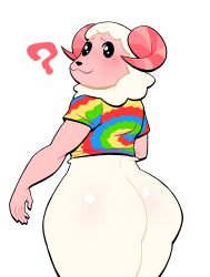 1boy animal_crossing anthro ass big_ass bottomless bubble_butt caprine dat_ass dom_(animal_crossing) fat_ass huge_ass large_ass looking_at_viewer looking_back lovetopullmicke male male_only sheep shirt solo thick_ass thick_thighs wide_hips