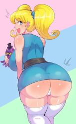 aged_up ass blonde_hair blue_dress bubbles_(powerpuff_girls) pinkkoffin powerpuff_girls