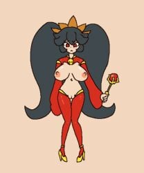 animated animated ashley_(warioware) black_hair breast_expansion breasts huge_breasts large_breasts murabito-h nipples pussy red_eyes revealing_clothes reverse_outfit warioware