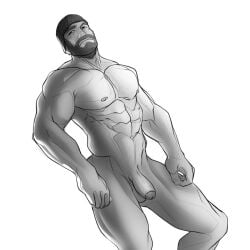 bara barazoku beard big_balls big_penis blizzard_entertainment completely_nude completely_nude_male facial_hair gabriel_reyes gay hairy lls male male_focus male_nipples male_only manly muscular_male nipples nude overwatch overwatch_2 penis puppynolan reaper solo solo_male yaoi