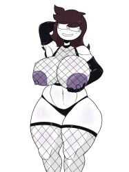 1girls 2024 2d 2d_(artwork) big_breasts big_thighs breasts brown_hair erect_nipples female fishnet_legwear fishnet_pantyhose fishnet_thighhighs fishnet_topwear huge_breasts huge_thighs jaiden jaiden_animations jaidenanimations large_thighs long_hair purple_nipples shiny_ass shiny_breasts shiny_butt shiny_hair shiny_skin solo solo_female theimmortalguy thick_thighs thighs youtube youtuber