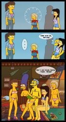 4girls becky_(the_simpsons) blush brassiere breasts chloe clock cum_in_pussy exposed_nipples female_cum forced harem humiliation kidnapping marge_simpson mindy_simmons moe_szyslak multiple_girls nude_female panties pool_table raped submissive_female tavern the_simpsons time_stop vibrator vibrator_in_pussy yellow_body