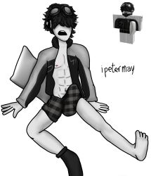 1boy 2d abs black_hair blouse clothing emo ipetermay male muscles reference_image roblox roblox_avatar robloxian self_upload solo solo_male tagme underwear white_skin