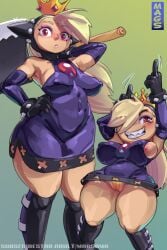 1girls armwear ass axe big_ass big_breasts black_gloves black_thighhighs blonde_hair blue_eyes breasts crown elbow_gloves female female_only gloves hair headwear holding_weapon huge_ass large_breasts latex latex_clothing latex_gloves latex_thighhighs looking_at_viewer mario_(series) mario_tennis nintendo nipple_bulge panties pornomagnum sagging_breasts shortstack solo solo_female spiked_bracelet thick_thighs thighhighs thighs tight_clothing tight_dress wapeach weapon yellow_panties