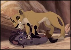 disney duo felid female feral fur genitals hi_res hyena jasiri_(tlg) kaion lion male male/female mammal pantherine pussy spotted_hyena the_lion_guard the_lion_king vaginal_penetration zira