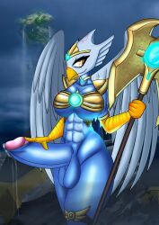 abs anthro axe beak big_ass big_balls big_breasts big_butt big_penis big_thighs bikini bikini_armor bikini_top blue blue_body blue_penis choker crown cum cum_drip cum_dripping cum_dripping_from_penis eris_(legends_of_chima) furry futa_only futanari garter garters glowing harpy harpy_girl harpy_humanoid legends_of_chima orange_eyes thick thick_ass thick_legs thick_penis thick_thighs tiara wings yellow_eyes yunaka