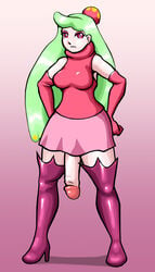 1futa big_penis clothed clothing duchess_(sturk-fontaine) elemental_creature elemental_humanoid flora_fauna futa_only futanari genitals hands_on_hips humanized humanoid humanoid_penis intersex mostly_clothed nintendo penis plant plant_humanoid pokémon_(species) pokemon saittamicus solo thick_thighs tsareena video_games