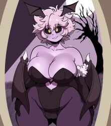 1girls bat_wings big_breasts black_sclera breasts breasts_bigger_than_head clothing cosplay darkstalkers female female_only huge_breasts large_breasts looking_at_viewer mina_ashido morrigan_aensland_(cosplay) my_hero_academia pink_body pink_hair pink_skin satsukisupreme solo solo_female solo_focus thick_thighs thighs wide_hips yellow_eyes