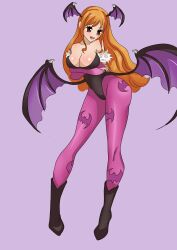 bat_wings breasts capcon cleavage cosplay darkstalkers female female_only full_body heels lain47 large_breasts long_hair morrigan_aensland morrigan_aensland_(cosplay) nami nami_(one_piece) one_piece orange_eyes orange_hair post-timeskip smile solo tagme vampire_(game) wings