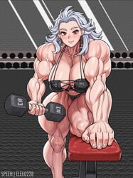 1girls abs breasts cleavage dorohedoro elee0228 female female_only huge_breasts hyper_muscles looking_at_viewer muscles muscular muscular_female noi_(dorohedoro) sefuart solo