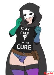 1boy blush edit eta-10_(artist) femboy gloves male_only mask negum_akil plague_doctor scp-049 scp_foundation seductive seductive_look seductive_smile skin thick_thighs wolfuregogo