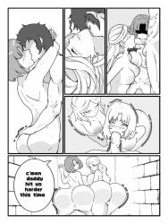 ass_up bathroom big_ass big_breasts big_butt big_nipples big_penis big_thighs cheating cheating_girlfriend kovolisti ntr sucking_balls sucking_penis threesome