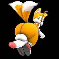 3d ass balls big_ass big_balls big_butt big_penis big_testicles blue_eyes cock dipstick_tail femboy fox gay looking_at_viewer looking_back male male_only multiple_tails orange_fur penis person-420 sega solo sonic_(series) tails teapot_(body_type) testicles thick_thighs white_fur