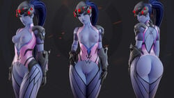 1girls 3d arhoangel ass big_ass blender female female_only looking_at_viewer overwatch pussy solo thick_thighs wide_hips widowmaker