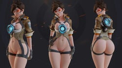 1girls 3d areolae arhoangel ass big_ass blender breasts female female_only looking_at_viewer nipples nude orange-tinted_eyewear overwatch solo thick_thighs tinted_eyewear tracer visor wide_hips