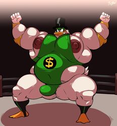 1boy 1male anthro ass belly bobthetanuki bulge disney duck ducktales ducktales_(2017) extrasizedbob furry furry_only gay hairy hairy_ass legwear love_handles male male_only musclegut nipples no_humans pecs pubes pubic_hair pubic_hair_peek scrooge_mcduck singlet solo solo_male tail thick