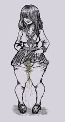 1futa clothed clothing futa_only futanari girl gross human long_hair monochrome mostly_clothed nasty peeing peeing_self sketch solo sweaty sweatybuttcave thick_thighs thighhighs wetting wide_hips