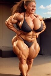 abs ai_generated biceps big_breasts elderly_female huge_breasts hyper_breasts hyper_muscles mature_female muscle_mommy muscles muscular_female older_female photorealistic promptchan thick_thighs wrinkles