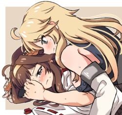 2girls blush iowa_(kantai_collection) kantai_collection kongou_(kantai_collection) rape yuri