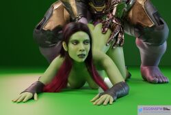 1boy 1girls 3d 3d_(artwork) avengers big_ass big_breasts big_butt big_penis breasts doggy_style eggsnsfw female gamora green_skin guardians_of_the_galaxy implied_penetration implied_sex incest infinity_gauntlet interspecies male marvel marvel_cinematic_universe nipples red_hair sex sex_from_behind step-incest stepfather_and_stepdaughter straight thanos unseen_male_face