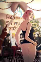 2021 3boys 3girls anus ass black_hair blonde_hair boruto:_naruto_next_generations celebration christmas_tree clothing dress eyeshadow female female_focus green_eyes hat hyuuga_hinata imminent_orgy imminent_sex indoors ino_yamanaka lipstick looking_at_viewer looking_back makeup midriff multiple_boys multiple_girls naruto naruto_(series) new_year pink_hair sai sakura_haruno sasuke_uchiha scy_25 serpentine shirt smiling solo_focus sweater swingers talking uncensored uzumaki_naruto vagina waving wife_swap