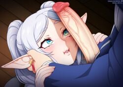 1boy 1boy1girl 1girls aroused big_ears big_penis blue_eyes blush cheek_squish clothed_sex ear_grab ear_jewelry ear_piercing earring earrings elf elf_ears elf_female elf_girl female female_elf frieren hand_on_another's_head hand_on_head hands_on_another's_head hands_on_head head_grab himmel_(sousou_no_frieren) imminent_oral imminent_sex jewelry light-skinned_female long_ears looking_pleasured male male_human/female_elf neocoill pale-skinned_female penis penis_awe penis_vein pointy_ears sex sousou_no_frieren twintails uncensored variant variant_set vein veins veiny veiny_penis white_hair wide_eyed